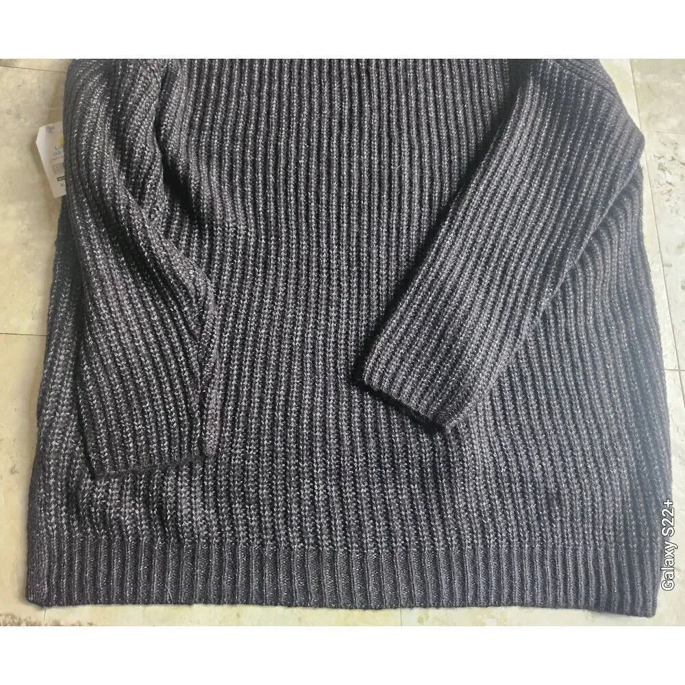 S5 Time and Tru cowl neck sweater charcoal ribbed knit NWT - Picture 11 of 12
